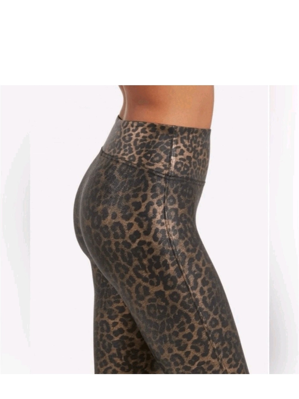 SPANX Leopard Print Faux Leather Leggings - Brown And Gold - Picture 4 of 8